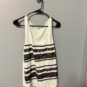 Charming Charlie Mint and Black Lace Tank Top